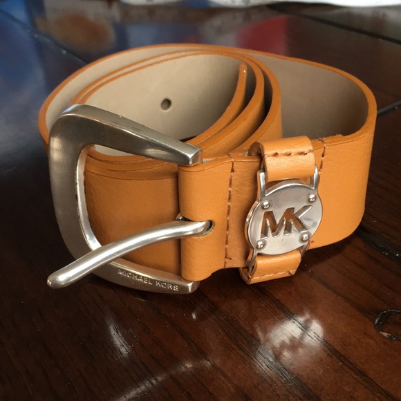 Michael Kors Accessories - Michael Kors tan synthetic leather belt logo